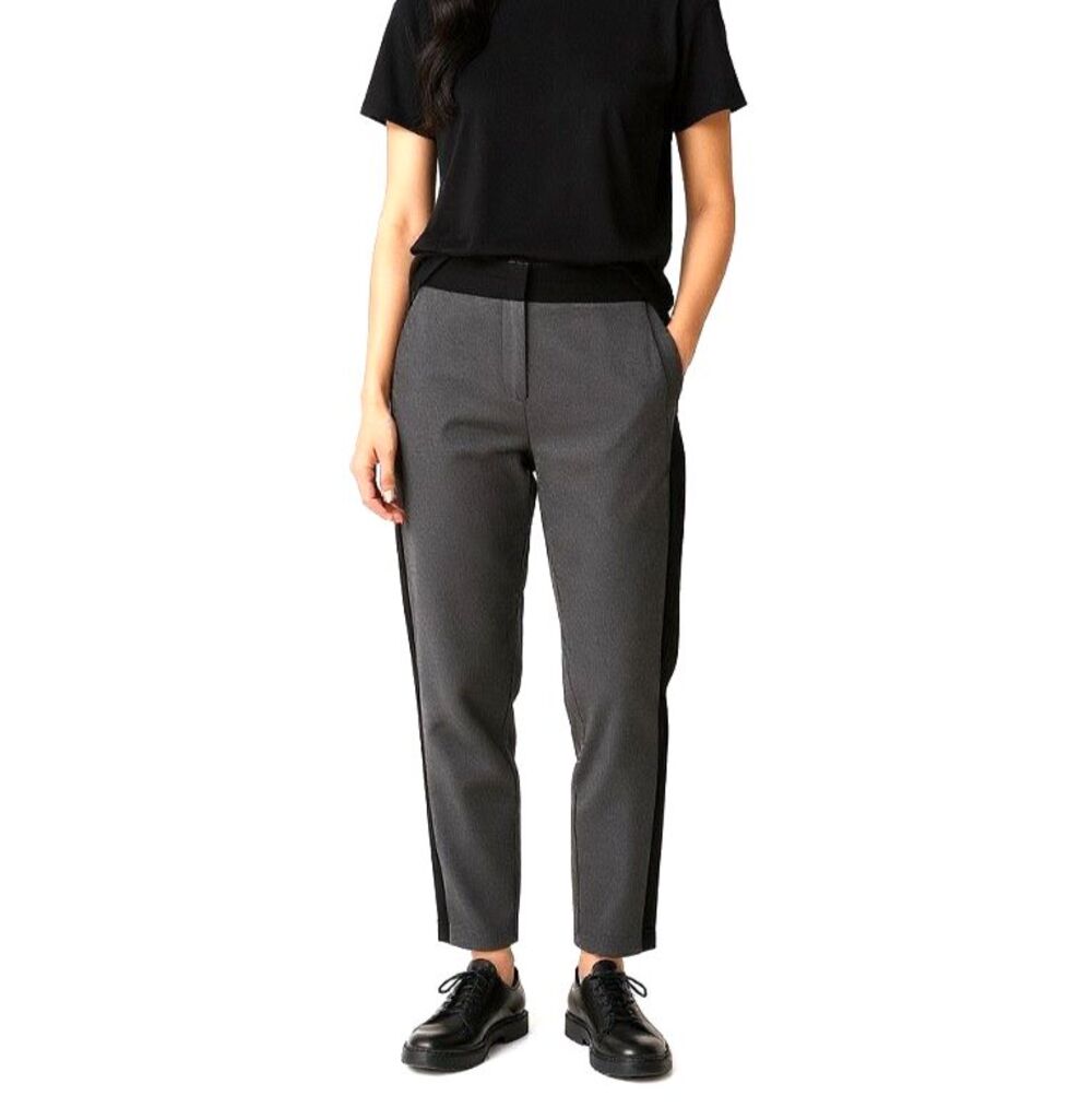 NEW TAILORED Rebecca Taylor Gabardine Tuxedo Stripe Pant 00 Gray Black $395